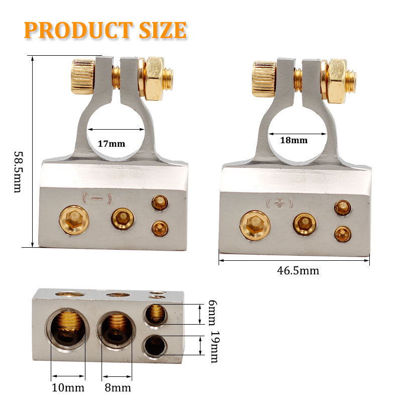 Car Accessories 2/4/8/10 AWG Gauge Positive Negative Car Battery Terminal Connectors Kits Post Clamp2