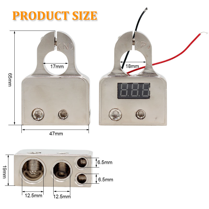 Motor Car Auto Caravan Marine Boat Motorhome Battery Terminal Connectors with Voltmeter2