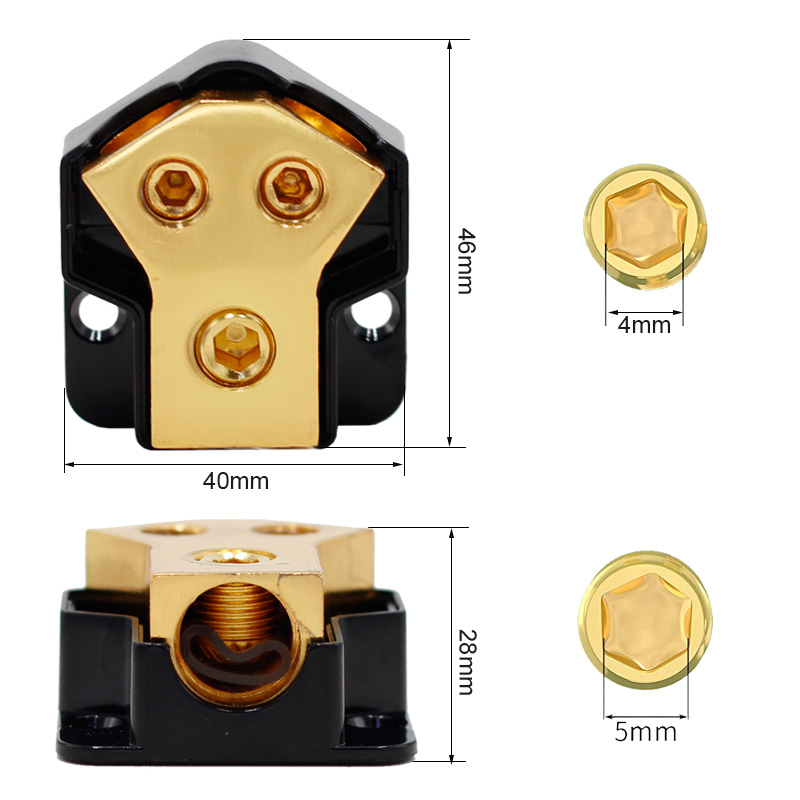 Power Distribution Block Car Audio 2 Way Ground Distribution Block 0/2/4 Gauge in 4/8/10 Gauge Out Amp Distribution Block2