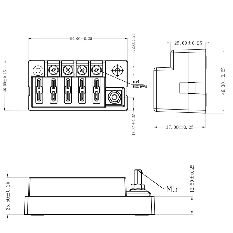 Automotive Boat Marine 4 Way Blade Fuse Box 12~32V 4 Circuit Fuse Block with Cover2