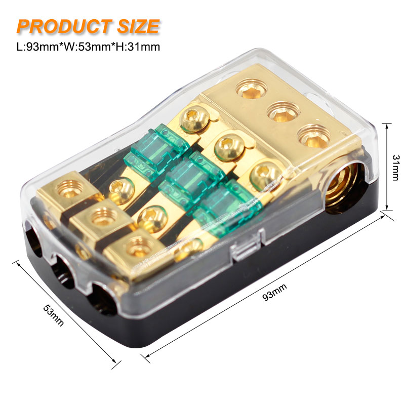 12V 60 Amp Mini ANL 3 Way Car Audio Fuse Holder Distribution Block2