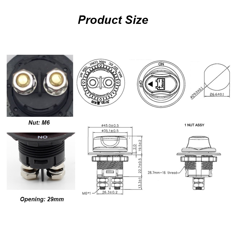 50A-300A Auto Motorcycle Truck Boat Car Battery Switch Rotary Disconnect Switch Cut Off Short Disconnecter Isolator Switch2