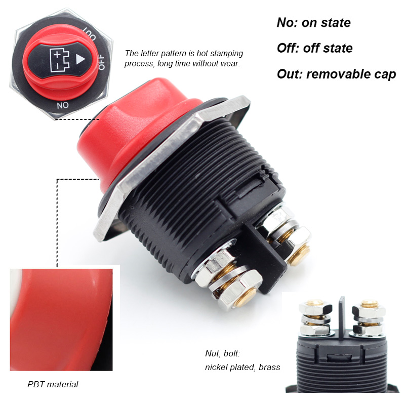 DC 12V 24V 50A 100A 200A 300A marine boat car RV Battery disconnect isolator cut off On off kill switch3