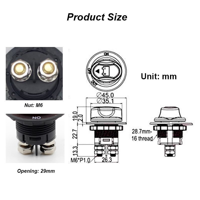 50V 50A 100A 200A Battery Switch Waterproof Master Isolator Dual Battery Disconnect Switch for Boat2