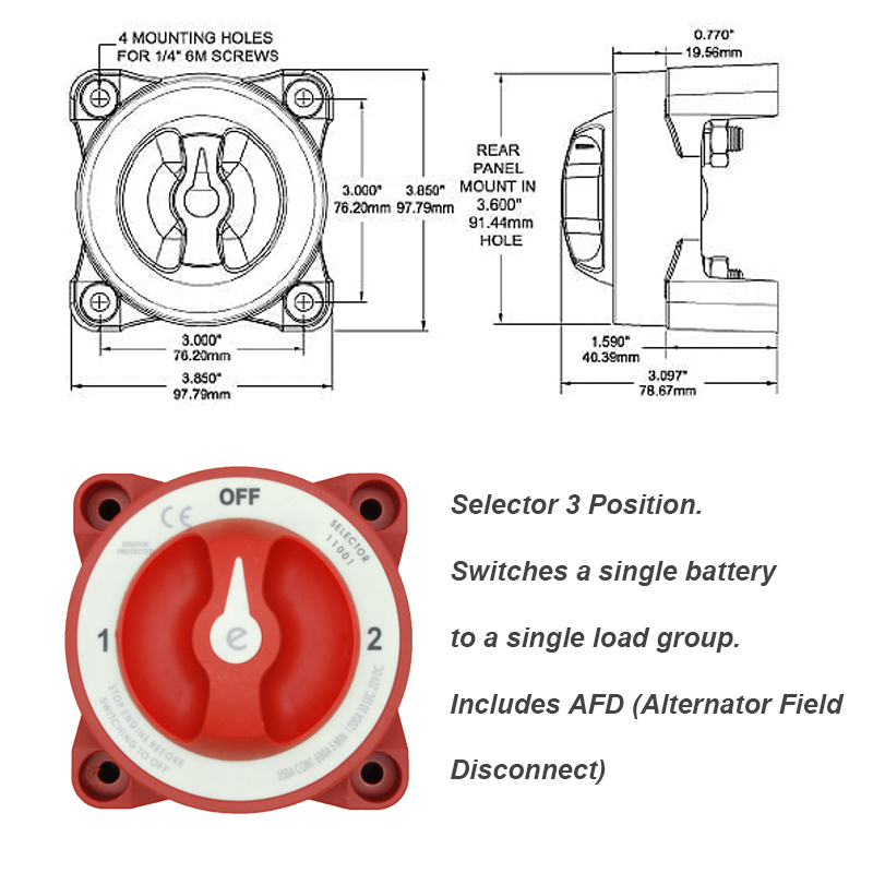 Blue Sea 48V 350 Amp Waterproof 3 Position Ignition Protected Marine Boat Dual Battery Switches2