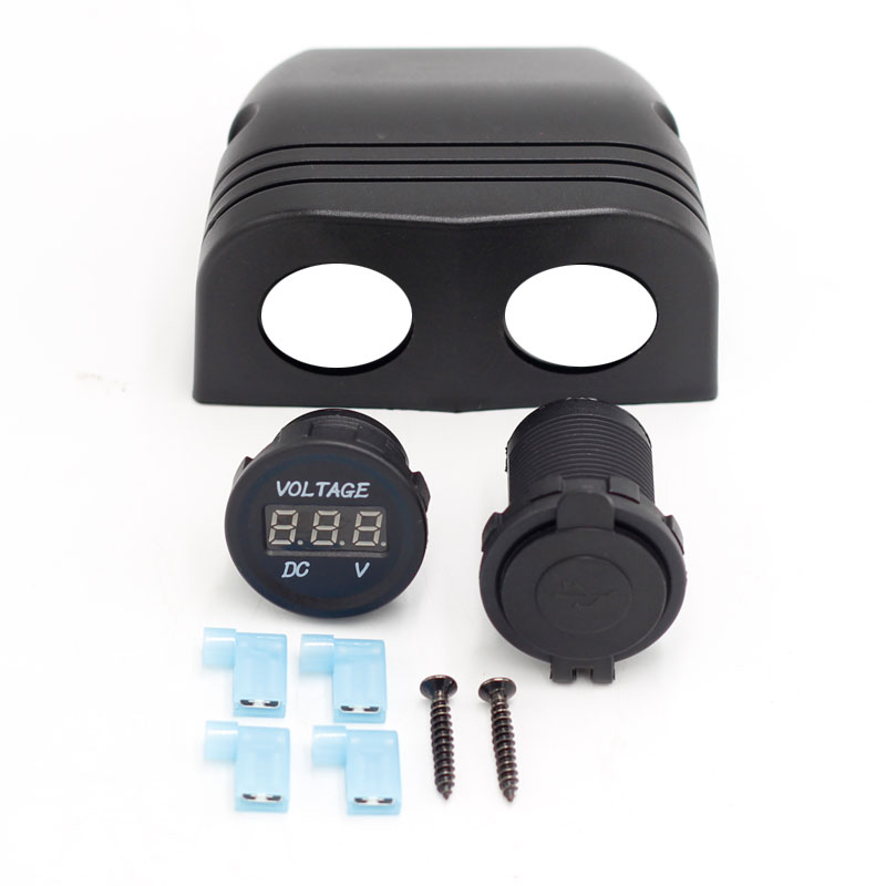 Tent Type Panel Two Hole 12V/24V Digital voltmeter 3.1A Dual USB Car Charger Fast Socket Power Outlet3