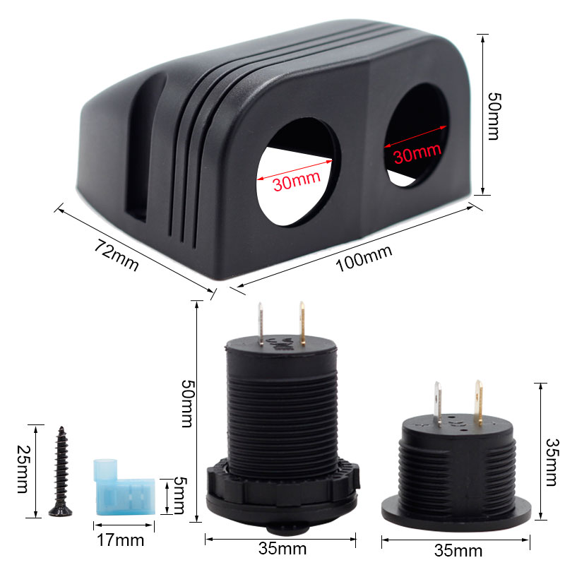 Tent Type Panel Two Hole 12V/24V Digital voltmeter 3.1A Dual USB Car Charger Fast Socket Power Outlet2