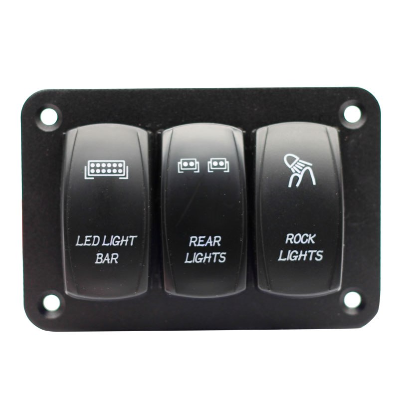 3 Gang Aluminum Rocker Switch Panel 5 Pin ON/Off Pre-Wired Toggle Switch Panel With Rocker Switch Holder3