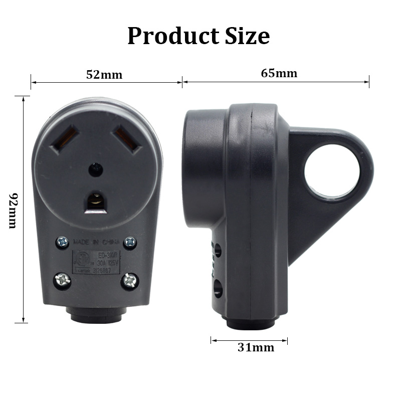 US 30 Amp Trailer Plug & Receptacle NEMA TT-30P placement Outlet NEMA TT-30R RV Plug with Handle Electric Angle Plug2