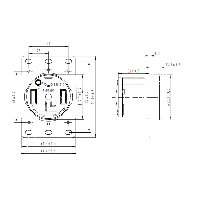 30A NEMA 14-30R RV and Electric Vehicles Range Receptacle Outlet3