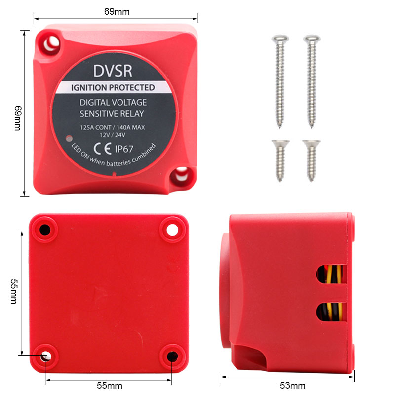 12V 24V 125A Marine Boat Vessel RV Dual Battery System Digital Voltage Sensitive Relay DVSR Kit2