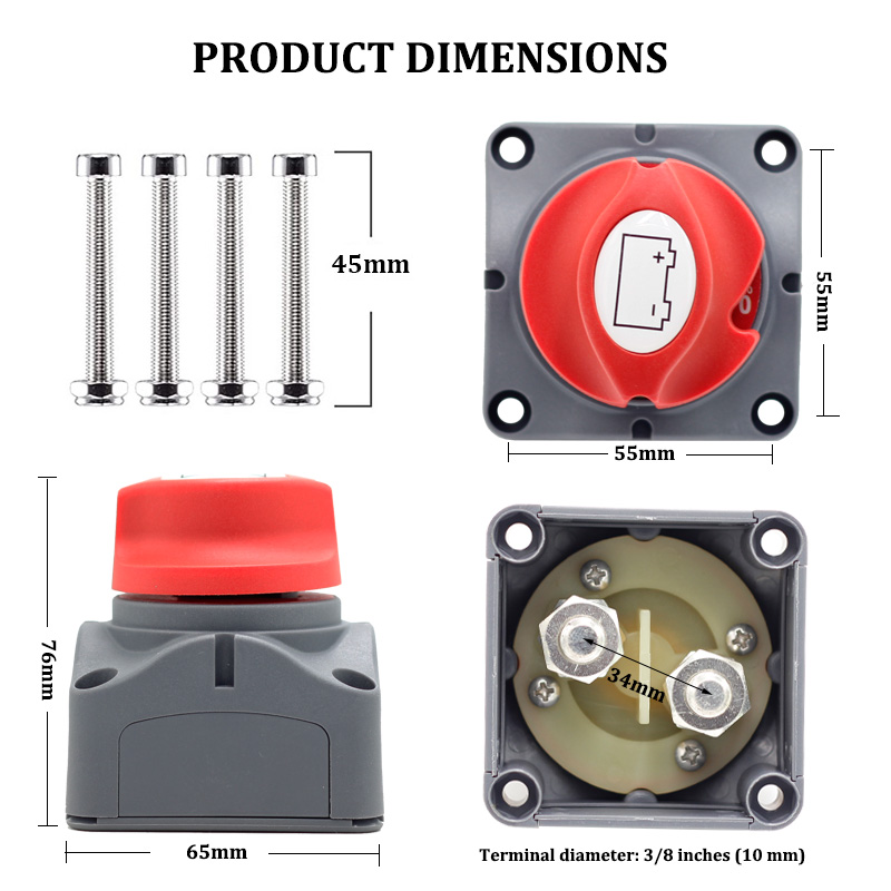 Battery Disconnect Switch 275A Battery Isolator Shut Off Switch On Off Position 12-48 V Cutoff Master Switch3