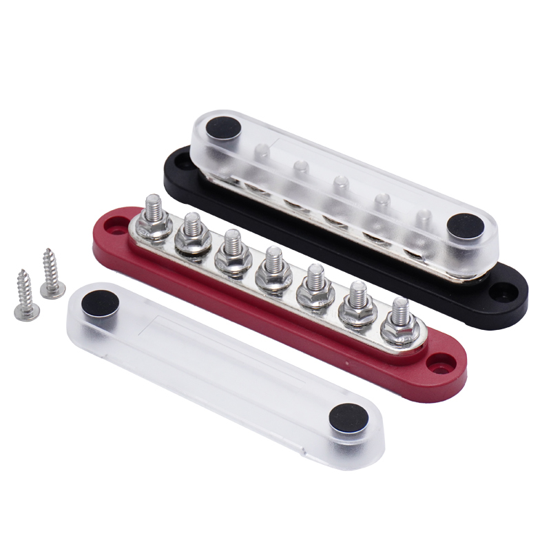 Auto Car 150A Heavy Duty 5*M8 Studs 304 Stainless Steel Bus Bar Terminal Distribution Block With Cover