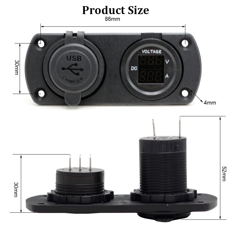 12V 3.1A Dual USB Car Charger Styling Voltmeter Adapter Charger Digital Voltmeter Power Splitter Rechargeable2