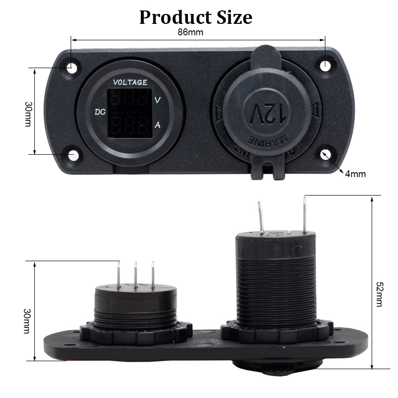 2 in 1 Cigarette Lighter with Splitter LED Voltmeter Voltage Meter Volt2