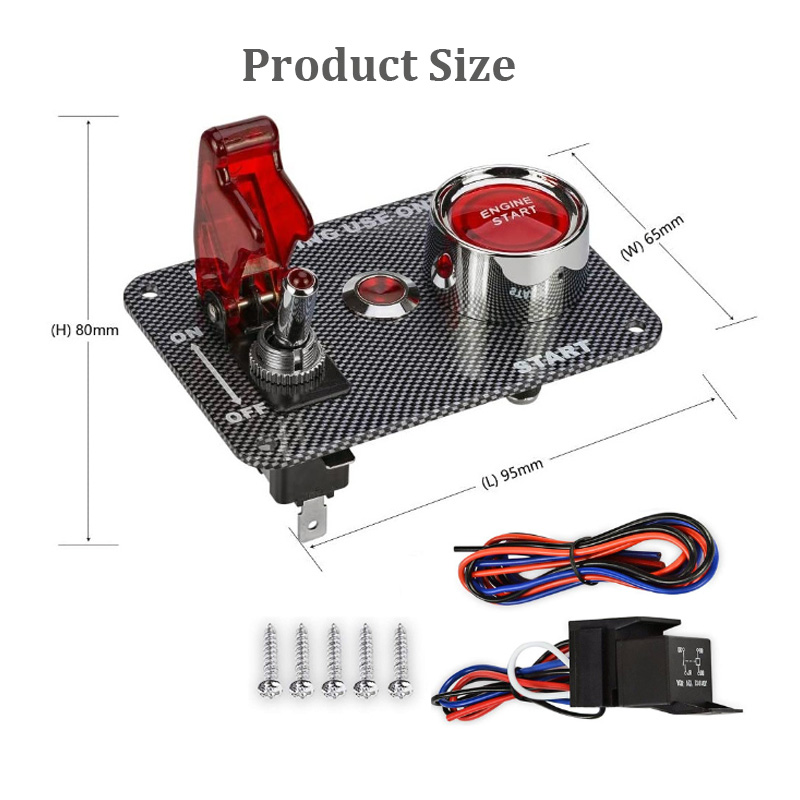 12V 24V Boat Start Racing Car Ignition Indicator Toggle Switch Panel With ENGINE START Push Button2