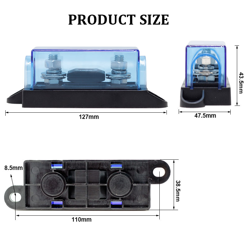 32V dc Auto Automotive Car Black Rating DC Littelfuse Bolt Down ANM MEGA Nylon PC Medium Fuse Block Holder2