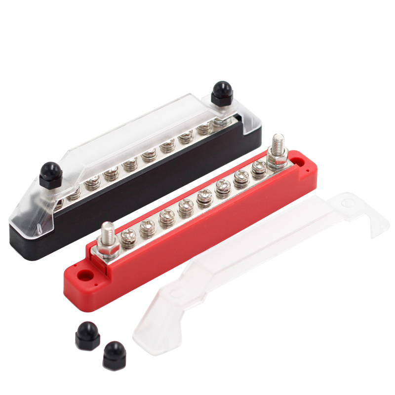 12V-48V Bus Bar Terminal Block Power Distribution Block 2 x M6 Terminal Studs 8 x M4 Terminal Screws Boat Truck