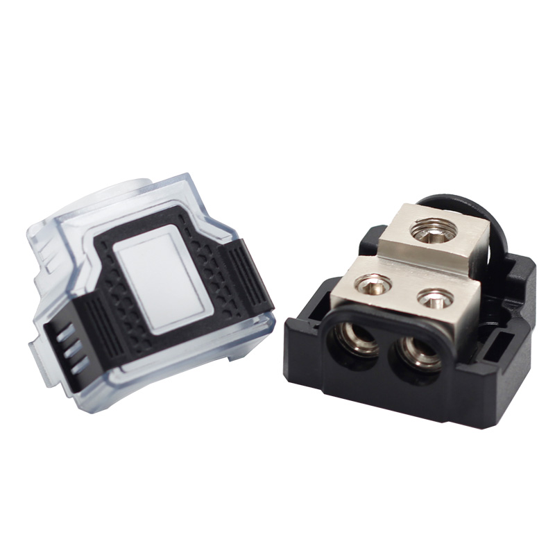 2-Way Mini Power Distribution Block 1 X 4/8Gauge In/2X8/10Gauge Out Power Distribution Ground Distributor Block