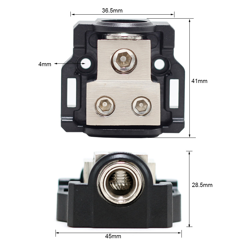 2-Way Mini Power Distribution Block 1 X 4/8Gauge In/2X8/10Gauge Out Power Distribution Ground Distributor Block2