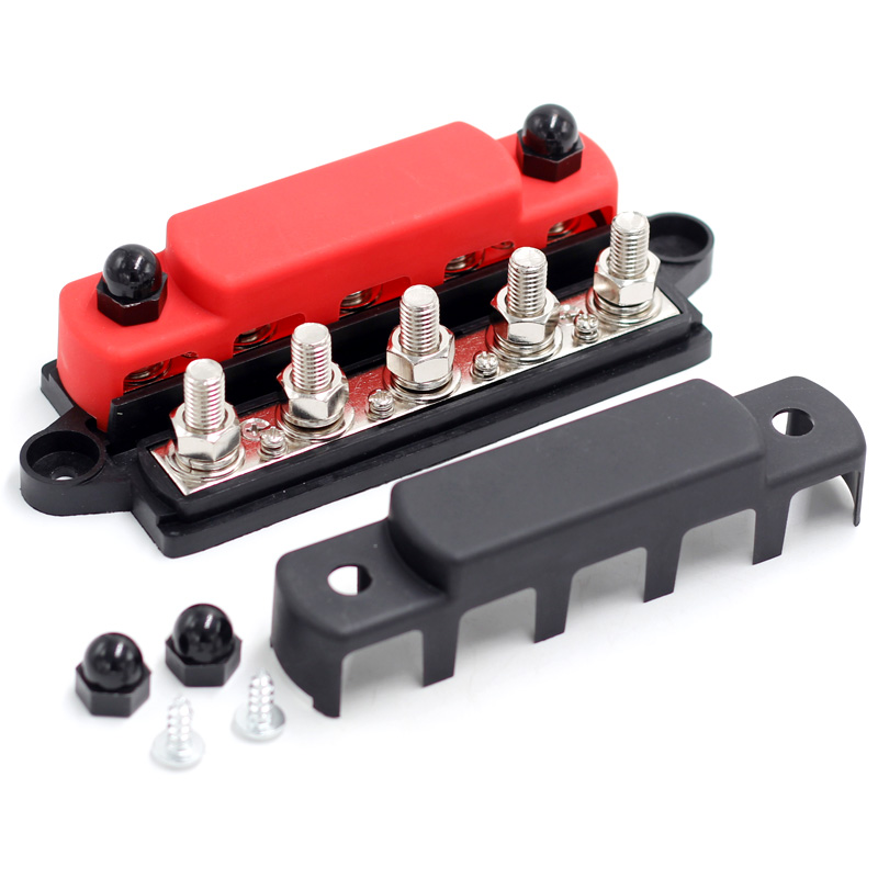 48V 300A Heavy Duty Power Distribution Terminal Block Pure Copper Double row M10 5-screw busbar