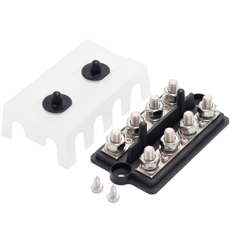 48V 250A Pure Copper Black Busbar M10 M8 Battery Terminals for Power Distribution