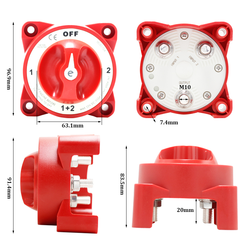 32V 350A Marine Battery Isolation Switch Selector 4 Position Battery Switch For Trunk2