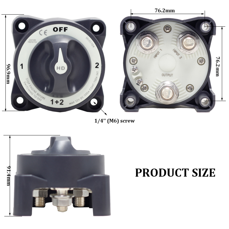 32V DC 500A 3003 Master Battery Switch Selector 4 Position 1 2 Both off with AFD for marine2