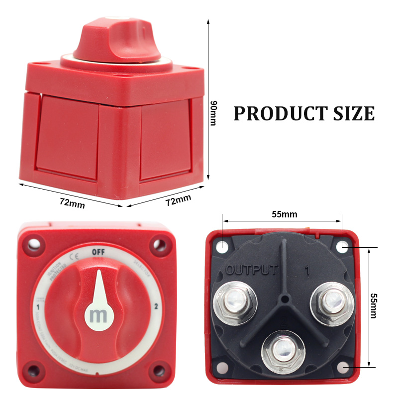 Car Auto RV Marine Boat 12V-48V 300A Single Circuit Battery Selector Isolator Disconnect Rotary Switch Cut2