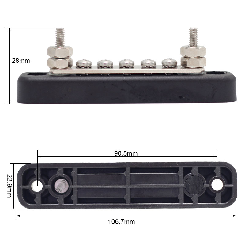 5 Terminal Battery Bus Bar 150A BusBar Power Distribution Post Block2