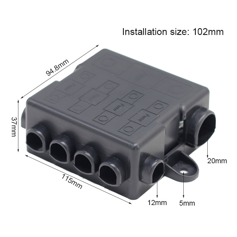 PA66 Shell Copper Bus Bar Max 150A 4+1 Way 8M5 MIDI 2M8 MEGA Mini DC Car Blade Fuse Holder Box2