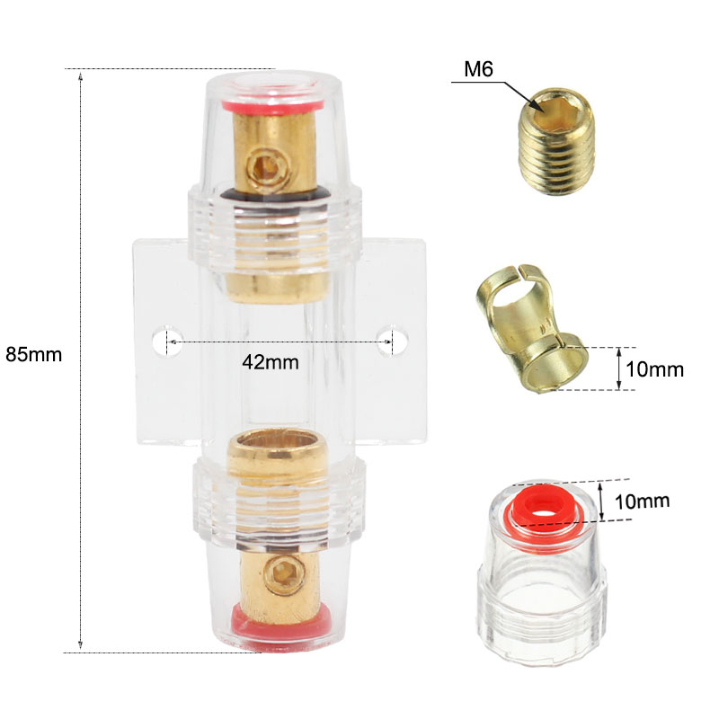 Car audio AGU fuse tube holder 10X38 power amplifier fuse liner transparent aircraft base subwoofer glass fuse2