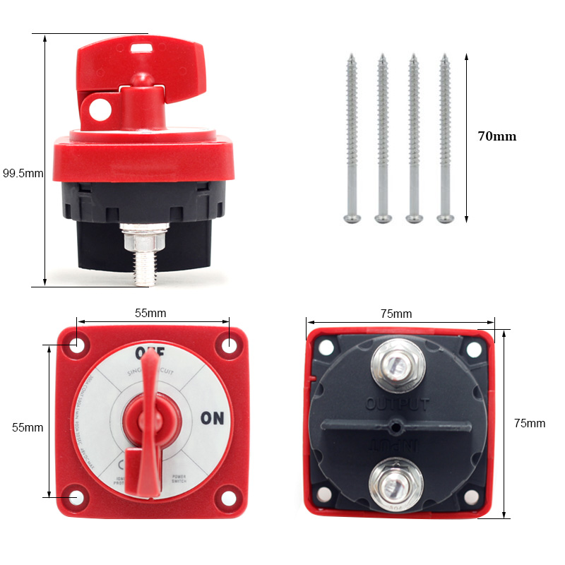 6004 single circuit ON - OFF battery master cut off switch in RED with removable key3