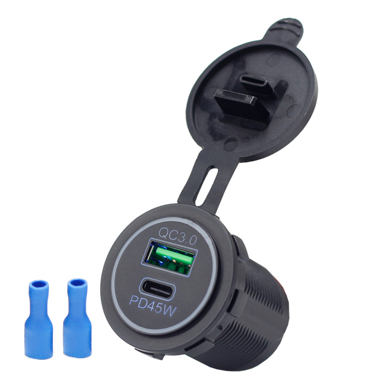 12V 24V Universal Dual Port Bus Car Socket QC3.0 USB Type C 45W PD USB Car Charger