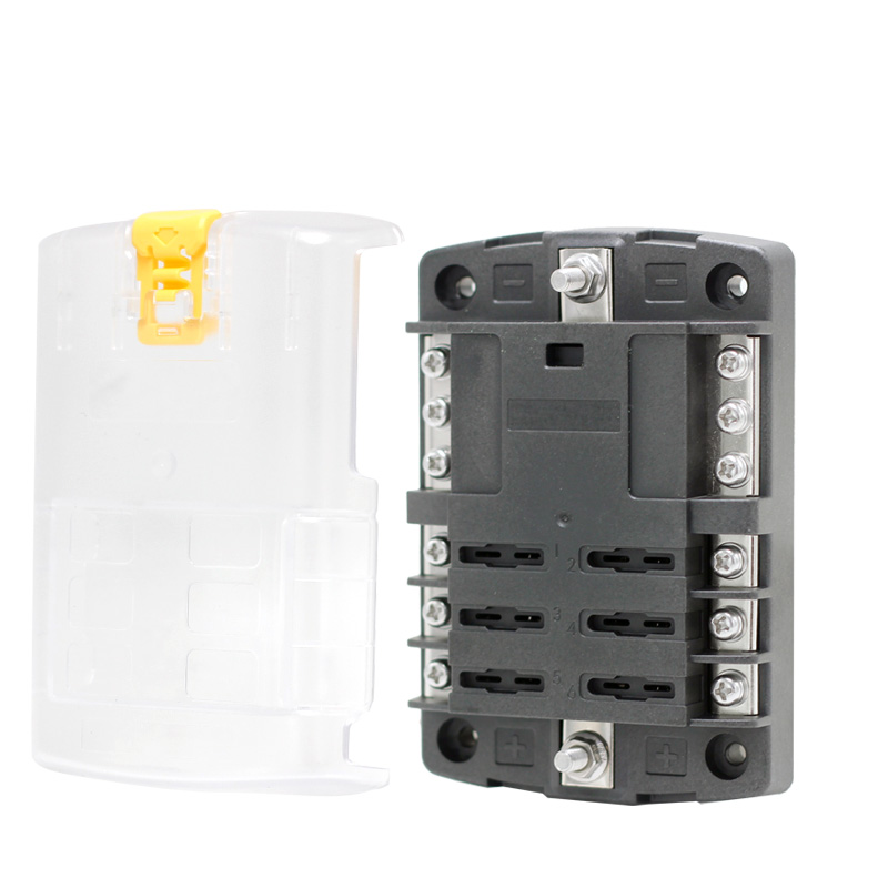 ST Blade ATO / ATC Fuse Blocks fuse Holder Negative pole 12V 24V 6 way Yellow cover fuse Box for car boat marine3