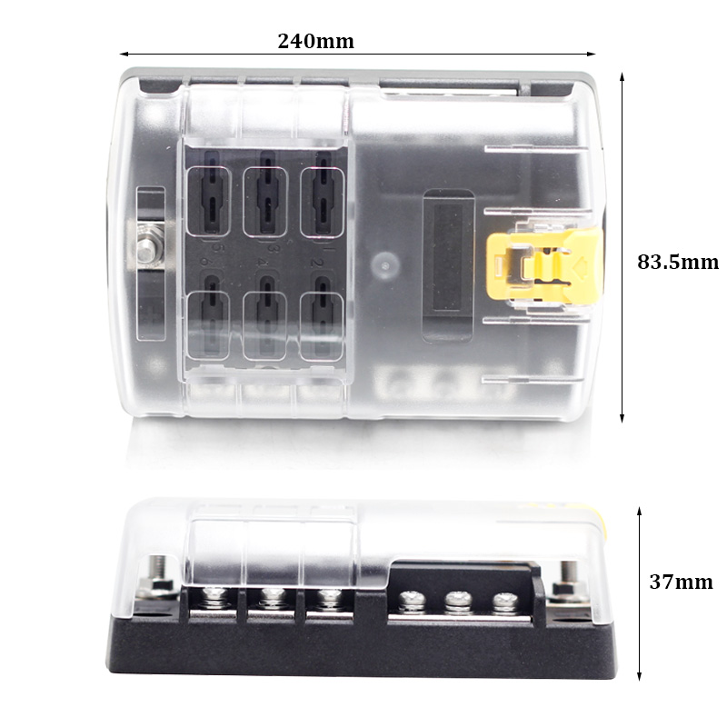 ST Blade ATO / ATC Fuse Blocks fuse Holder Negative pole 12V 24V 6 way Yellow cover fuse Box for car boat marine2