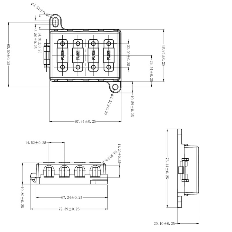 32V 4WAY Bolt-on Midi Fuse Box Fuse Holder2