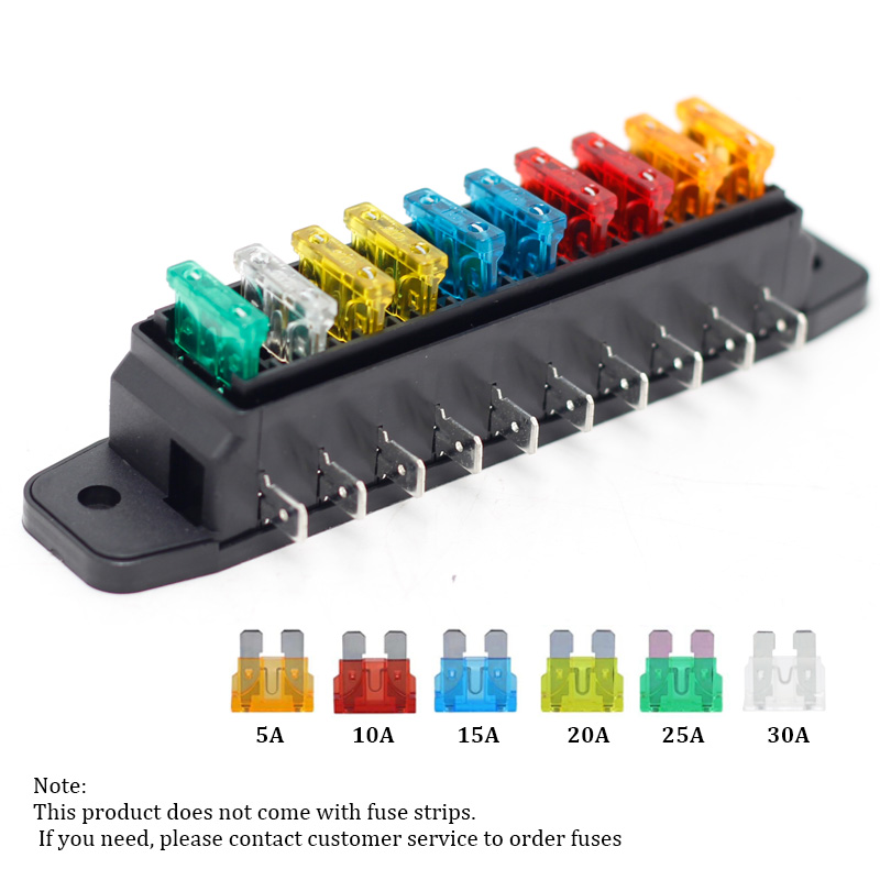 Marine Tractor 10 Way 12V Standard Circuit Car Fuse Box DC Electrical Waterproof RV auto blade fuse block With Cover3